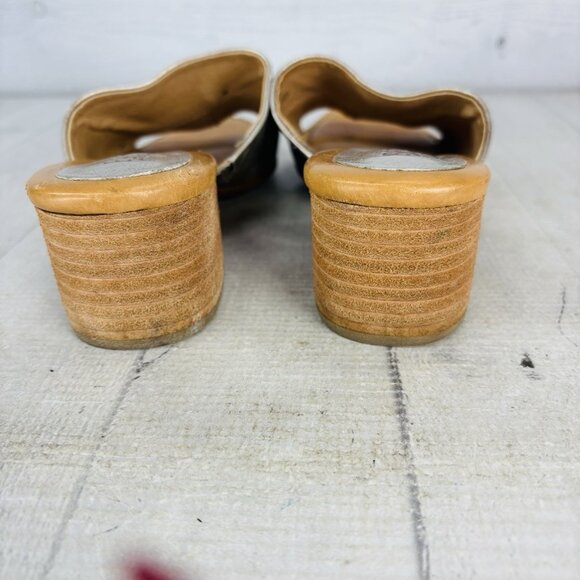 Born HandCrafted Footwear Metallic Gold Leather  Slide Block Heel Sandal Sz 8 M - Picture 7 of 16